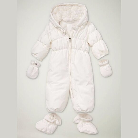 GAP Baby Gap Warmest Puffer Snow Suit/ Snowsuit in Ivory Frost 0-6 mo NWT - Picture 2 of 13